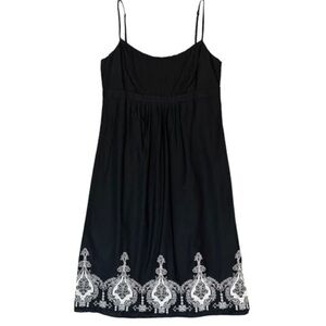 LOFT Black and White Smocked Sundress